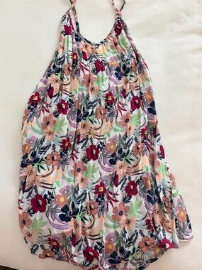 Roxy Floral Print Strappy Summer Skirt - White/Multi